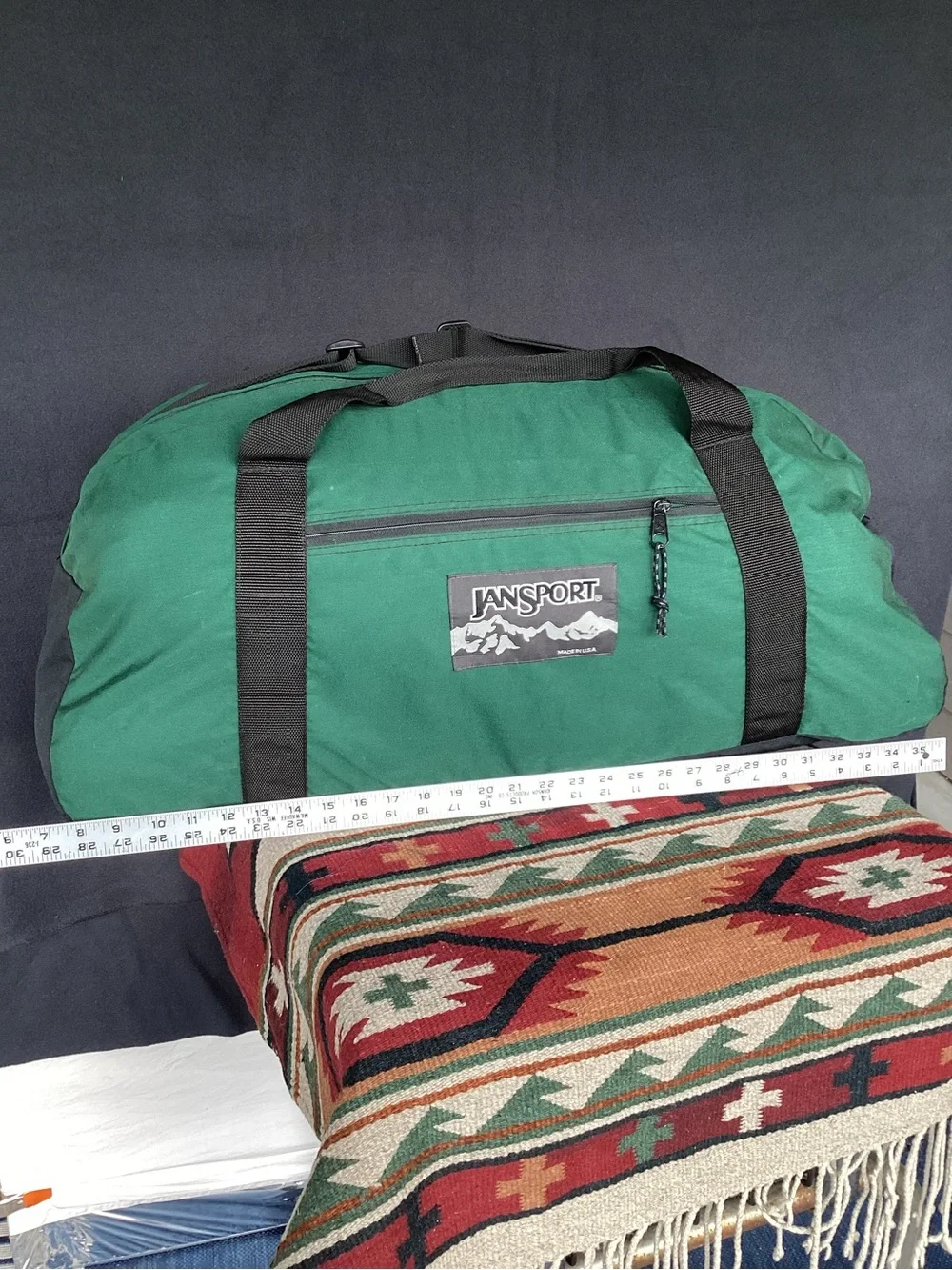 Vintage Jansport Duffel Bag Green Made in USA Large 1990s